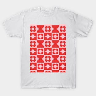 Red Flower Geometric Pattern T-Shirt